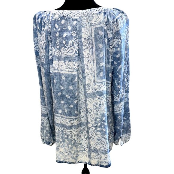 NWT Vintage America Blues XXL Chambray Paisley Faded Bandana Boho Cottage Shirt - Picture 3 of 14